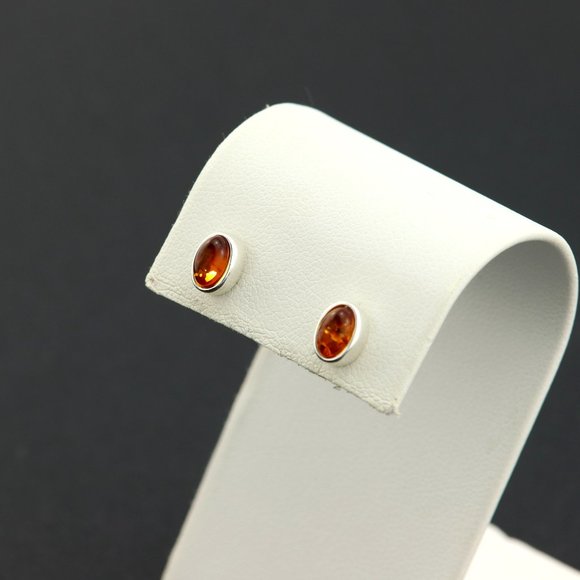 Jewelry - Sterling silver earrings with natural Baltic amber, amber stud earrings, studs